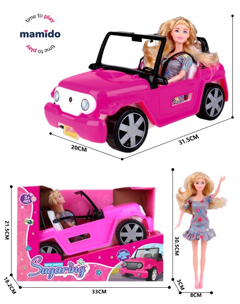 Mamido Panenka s autíčkem růžová, blondýna MT1248