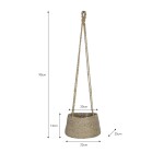 Garden Trading Závěsný jutový obal na květináč Wide Tapered Pot, přírodní barva, proutí