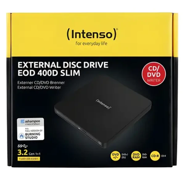 Intenso EOD 400D Slim černá / Externí DVD vypalovačka / USB 3.2 Gen1 / 8x DVD / 24x CD (5401400)