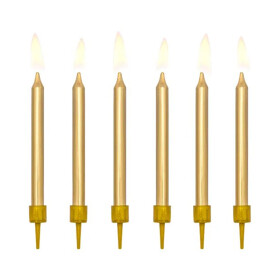 Svíčky dortové zlaté 6 ks