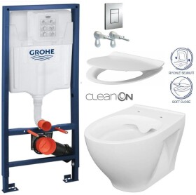 Grohe Rapid SL pro závěsné WC 38528SET s chromovou deskou + WC CERSANIT CLEANON MODUO + SEDÁTKO 38772001 MO1