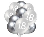 Balónky 18 narozeniny stříbrné 10 ks 30 cm mix Balonky.cz Balónky 18 narozeniny stříbrné 10 ks 30 cm mix Balonky.cz