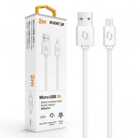 Aligator 2A Datový kabel micro USB 2m bílá (DAKA010)