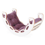 PLUSH NEST PLUSH NEST Dřevěné houpátko Mini 4v1 s lezeckou stěnou, skluzavkou a polštářem