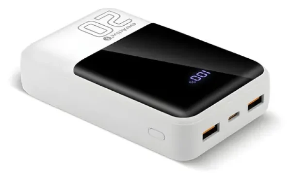 Powerbanka 20 000 mAh bílá / Powerbanka / LCD displej / 2x USB-A / 1x USB-C / QC4.0 22,5W (EB-20Q)