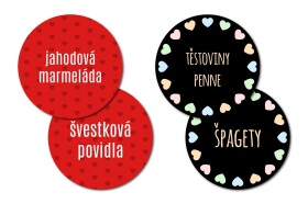 Samolepky na kořenky, HEARTS sada samolepek, 40mm (12ks), organizace domácnosti