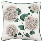 GREEN GATE Vyšívaný povlak na polštář s aplikací Velvet Liliana White 40 × 40 cm, zelená barva, textil