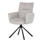 Židle jídelní, krémová manšestrová látka, 360° vratný mechanismus, černý kov