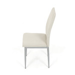 Židle jídelní, krémová látka, šedé kovové nohy