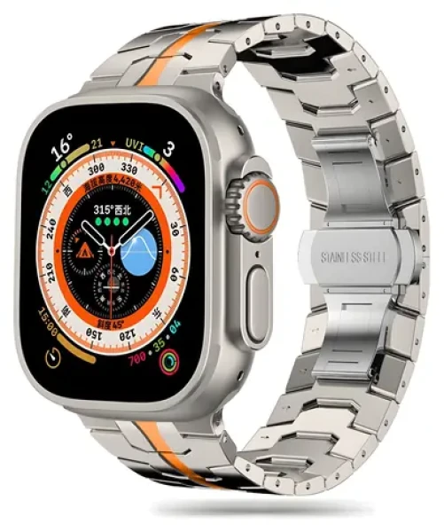Tech-Protect Stainless Line titanově oranžová / Řemínek / Apple Watch 4/5/6/7/8/9/SE/Ultra 1/2 / 42/44/45/49 mm