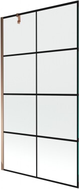 MEXEN/S - Next vanová zástěna FIX 100x150, černý dekor, růžové zlato 895-100-000-00-77-60