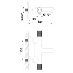 SAPHO - SOLARIS nástěnná vanová termostatická baterie, černá mat/chrom WD010BC