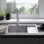 REA - Ocelový dřez Fin BRUSH NICKEL ZLE-06012