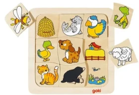 GOKI Dřevěné puzzle Kdo bydlí kde?