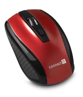 CONNECT IT Bezdrátová optická myš červená / 1600DPI / 4 tlačítka / 2.4GHz / 2xAAA (CI-1224)