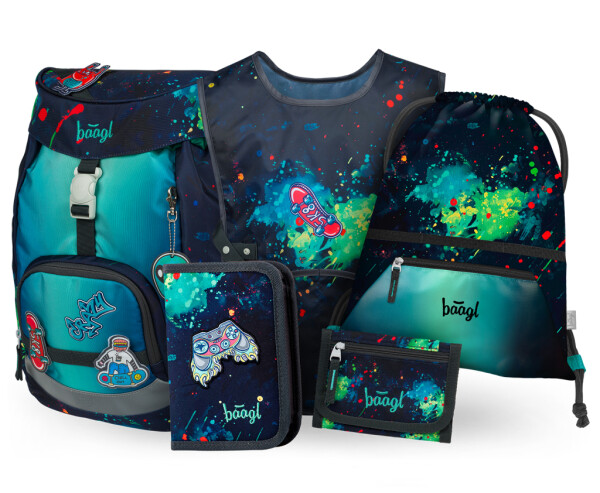 BAAGL SET 5 AIRY Chill: batoh, penál, sáček, zástěra, peněženka