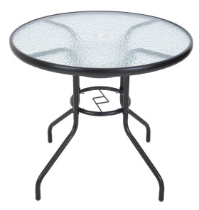 Rojaplast Zahradní stůl ZWMT Ø 80 cm kovový se skleněnou deskou
