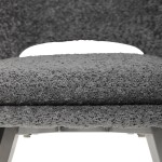 Židle jídelní, šedá látka, kovové nohy, broušená nerez.