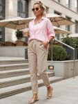 Dámské tepláky s vysokým pasem béžové FashionStreet UY2964 M/38