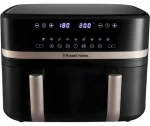 Russell Hobbs Satisfry Dual černá / Horkovzdušná fritéza / 2× 4,5 l koš / 2800 W / dotykový displej / 9 programů