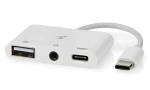 Nedis USB-C multiport adaptér / Redukce / USB-A + USB-C + 3,5mm jack / USB 2.0 / 480 Mbps (CCGB64790WT01)