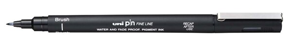 UNI PIN BR štětcový popisovač černý uni pin brush br černý štětcový liner voděodolný světlostálý super ink na kreslení psaní linkování stínování akvarel