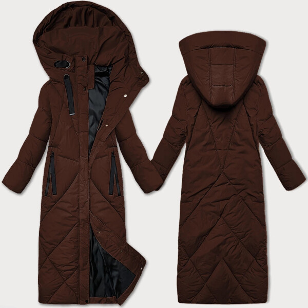 Hnědá dámská zimní bunda v délce ke kolenům J Style (5M3232-158) odstíny hnědé S (36)