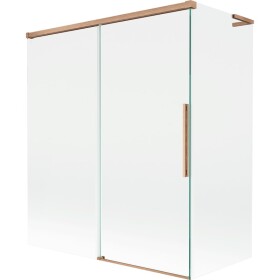 MEXEN/S - Rox L vanová zástěna 2-křídlová posuvná 140 + 70 x 150, transparent, měď kartáčovaná 8C9L-140-070-65-00