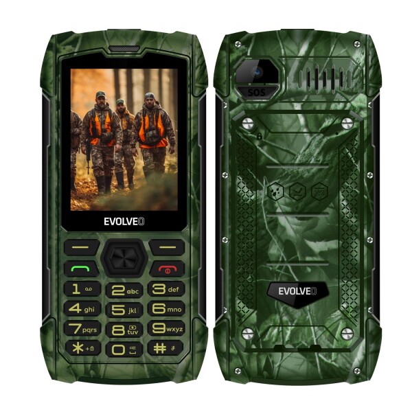 EVOLVEO StrongPhone H1, vodotěsný odolný Dual SIM telefon, lovecká kamufláž