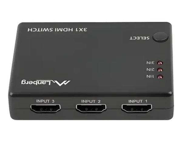 Lanberg / Přepínač HDMI / 3 IN - 1 OUT / 4K UHD / HDCP 2.2 / napájení USB (SWV-HDMI-0003)
