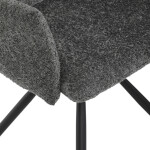 Židle jídelní, šedá látka, černý kov, otočný mechanismus 90°/90° (L/P) - funkce reset