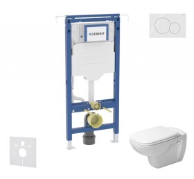 GEBERIT - Duofix Set předstěnové instalace, klozetu a sedátka Duravit D-Code, tlačítka Sigma01, Rimless, SoftClose, alpská bílá SANI11CP3101