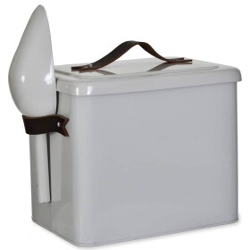 Garden Trading Plechová dóza na granule Small Leather Handl 3,5 l, bílá barva, kov, kůže