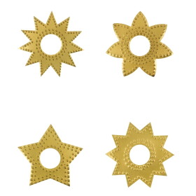 House Doctor Ochranný kroužek na svíčku Antique Brass – set 4 ks, zlatá barva, kov