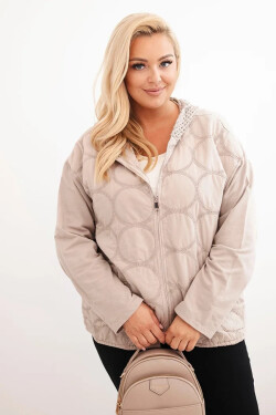 Dámská mikina Plus Size bavlněná na zip béžová UNI