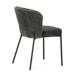 Židle jídelní, zelená látka, černé kovové nohy.