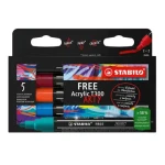 STABILO® FREE Acrylic - T300 Kulatý hrot 2-3 mm - Urban - 5 ks sada s 5 různými barvami (692/5-01)