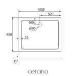 CERANO - Sprchová vanička samonosná obdélníková Piato - litý mramor - bílá lesklá - 100x90 - s nožičkami CER-680563