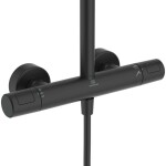 IDEAL STANDARD - Ceratherm T25+ Sprchový set s termostatem, průměr 26 cm, 2 proudy, hedvábná černá A8497XG