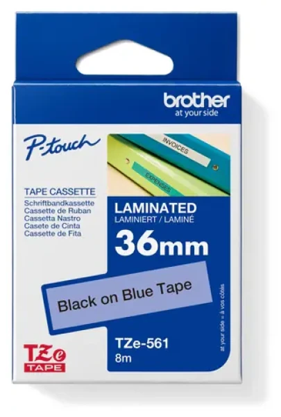 Brother TZe-561 modrá/černá / Kazeta s páskou / 36 mm / 8 m / voděodolná (TZE561)