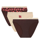 Dámské bavlněné kalhotky 3 ks DIM LES POCKETS COTTON SLIP 3x - DIM - tmavě hnědá M