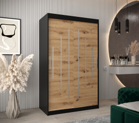 Šatní skříň Abi Y0 Barva korpusu: Černá, Rozměry: 120 cm, Dveře: Dub artisan