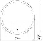 MEXEN - Oro zrcadlo s osvětlením 70 cm, LED 6000K, 9824-070-070-611-00