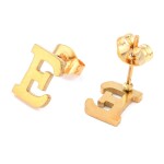 Sada přívěsku a náušnic z nerezové oceli - písmeno - zlatá - 20 ~ 23 mm x 13 ~ 19 mm - 1 ks Písmena: E
