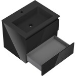 MEXEN/S - Orio koupelnová skříňka 60 cm s umyvadlem Otis, 2 zásuvky, černá lesk/černá mat 91A10-06047-2-BFF70-W18M71