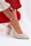 Dírové Sandály S Špičatými Špičkami Na Podpatku Sergio Leone SK163 Perlové 36