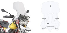 D8203St plexi čiré Moto Guzzi V85 TT (19-23), vxš685x460, o 345 mm vyšší