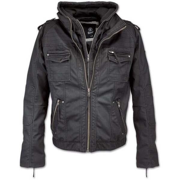 Brandit Bunda Black Rock Hooded Leather černá L