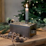 Chic Antique Kovový svícen s úložným boxem Antique Brass, měděná barva, kov