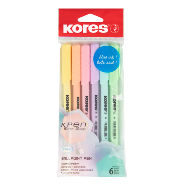 Kores Pastel Pen kuličkové pero sada 6 ks